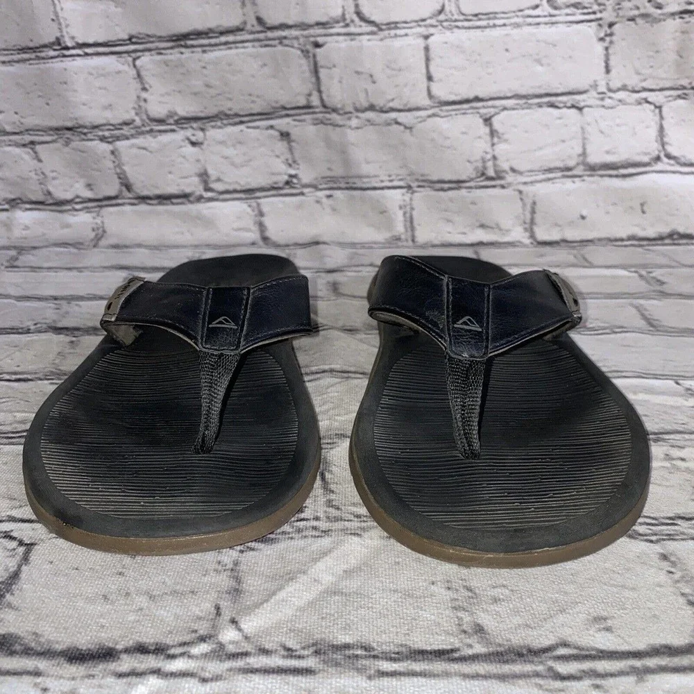 Reef Thongs Men’s Sandals sz 11 Black Brown Tan Preowned Flip Flop